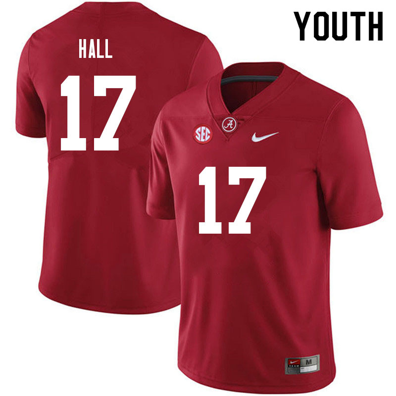 Alabama Crimson Tide Youth Agiye Hall #17 Crimson NCAA Nike Authentic Stitched 2021 College Football Jersey PS16F76ON